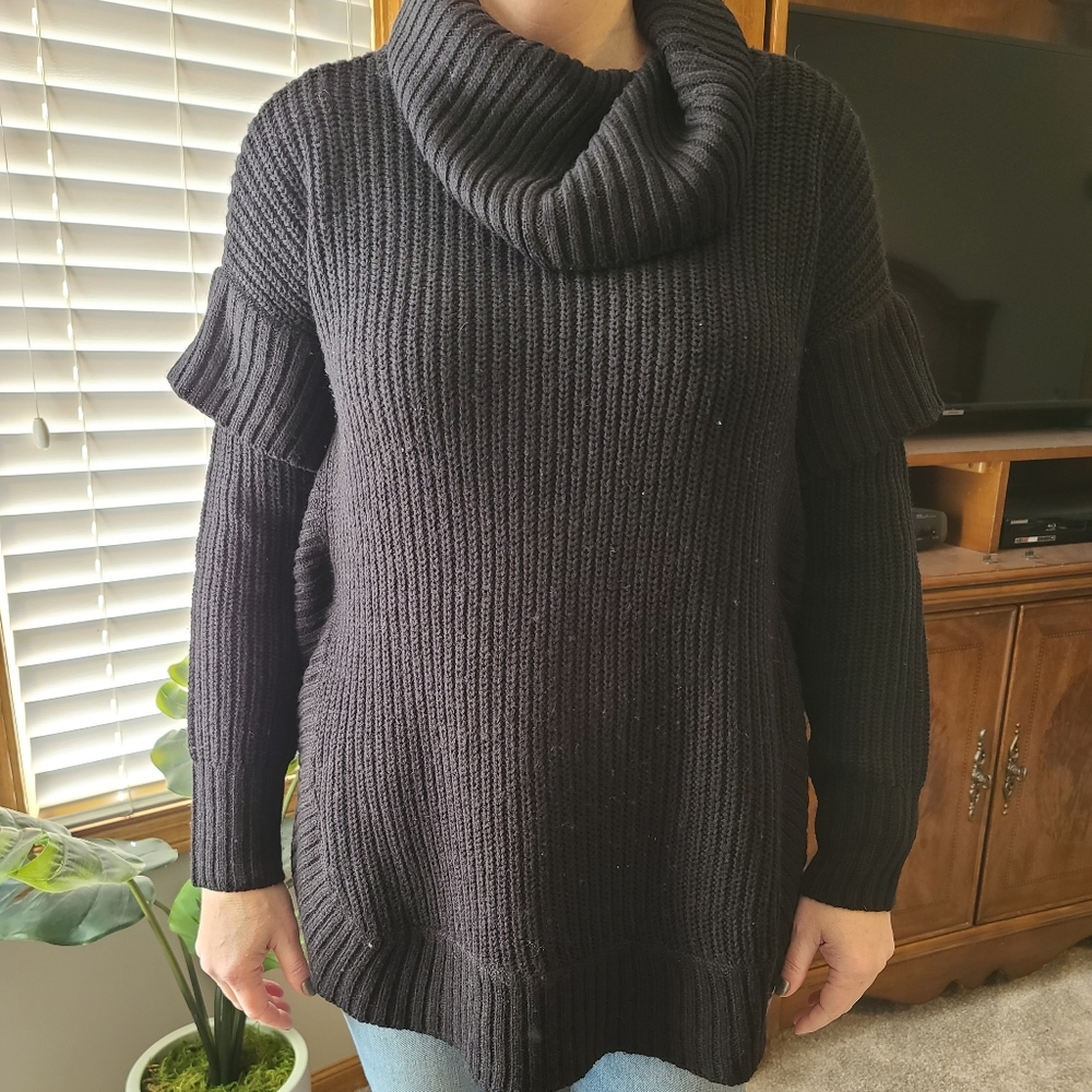 Black Knitted Turtle Neck Sweater